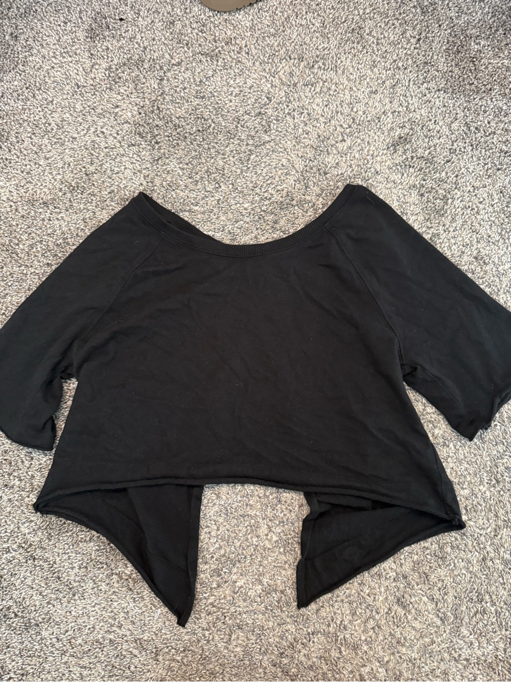 We The Free/ Free people Black Cropped Boxy Wide-Neck Top with open back